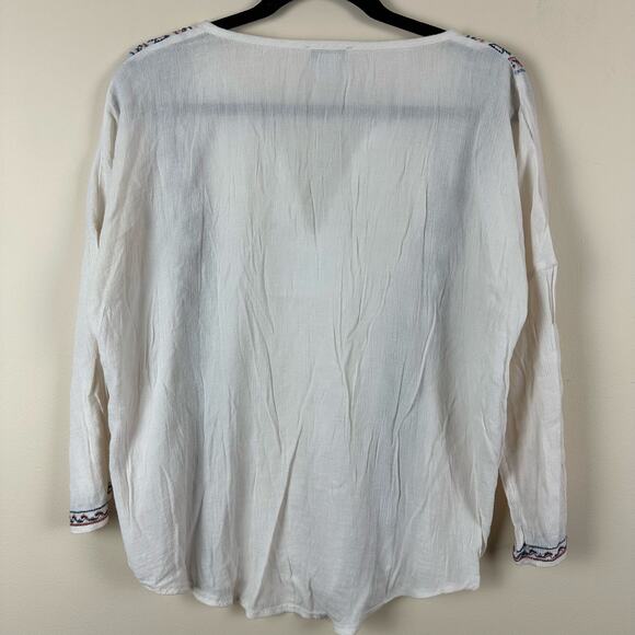 Lucky Brand Oversized Gauze Tunic Top SIzeXS Boho Embroidered Cottagecore Resort - Picture 7 of 11
